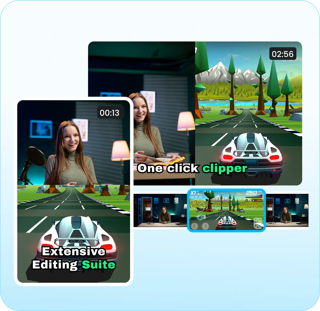 Vmaker AI video editing suite with one-click clipper and extensive editing tools
