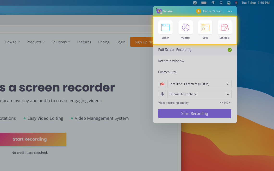 What is Screen recorder? What options do Screen recorder support