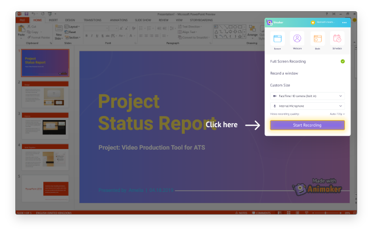 Step by step guide on how to screen record powerpoint presentations with audio